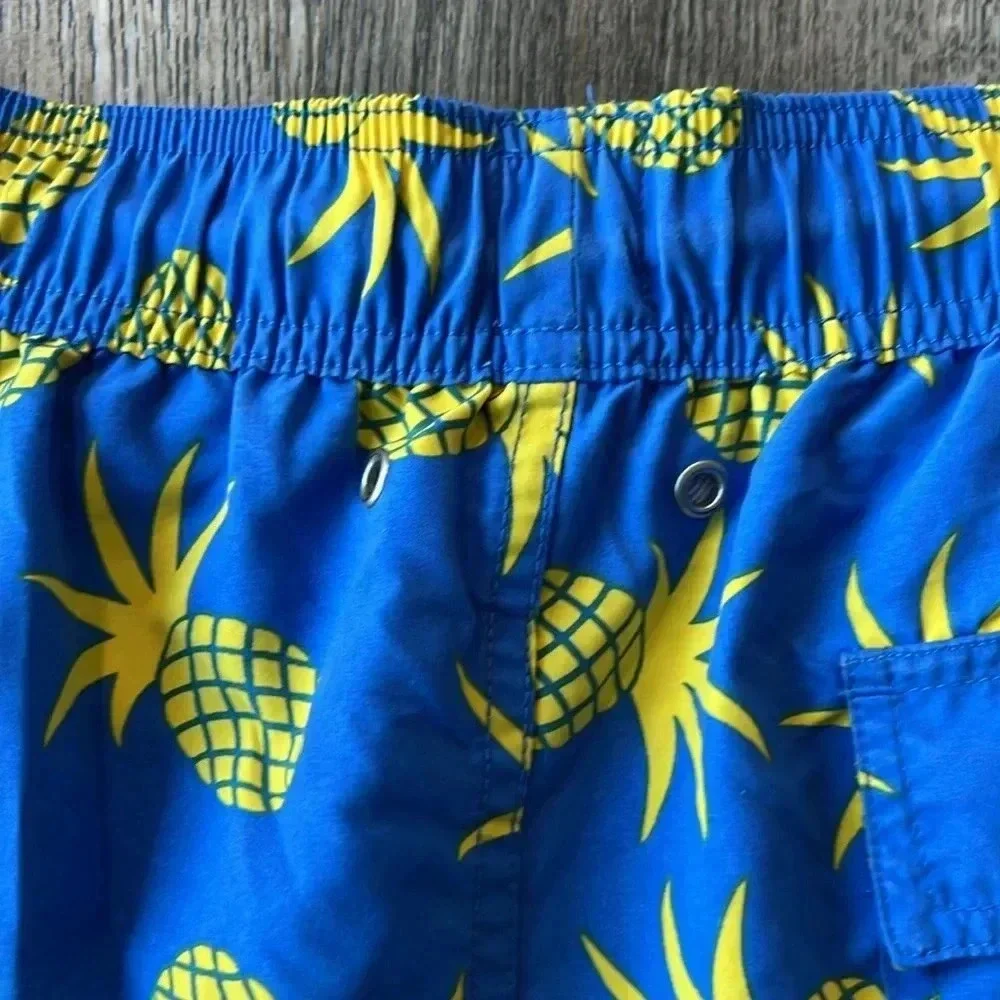 Tom and Teddy Shorts Yellow Pineapple Swim Trunks Size Medium Tropical Vacation